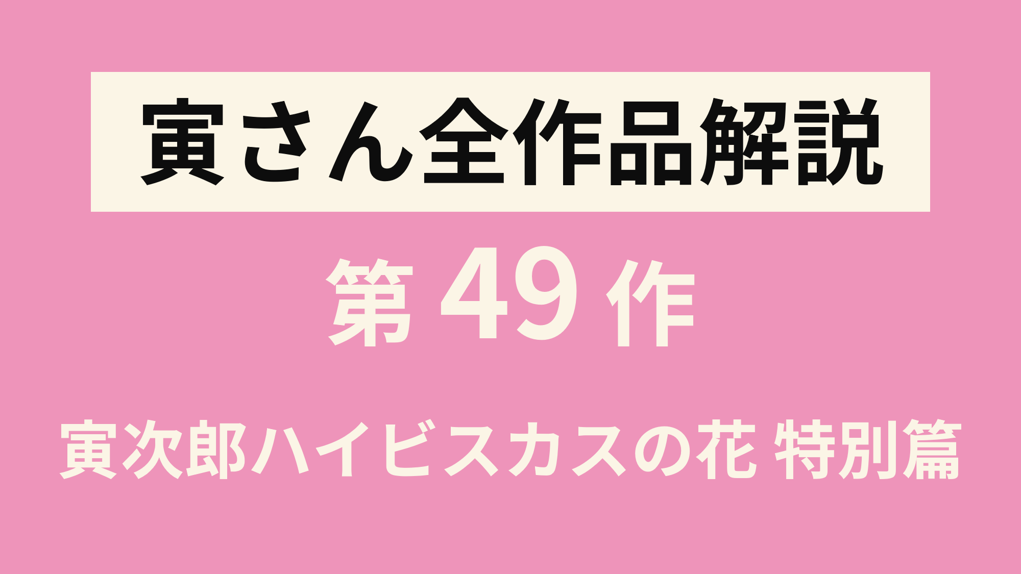 寅さん全作品解説／第49作『男はつらいよ寅次郎ハイビスカスの花【特別